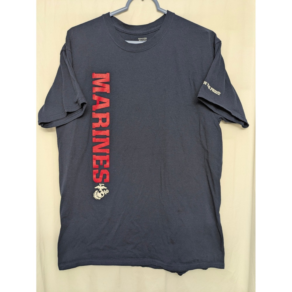 US Marine Corps T-Shirt Mens Large Blue The Few The Proud EGA Made in USA